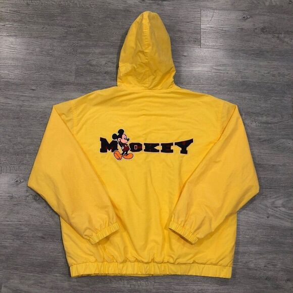 Vintage 1990s Men’s Size Large Mickey Walt Disney World Full Zip Yellow Hoodie - Picture 2 of 7